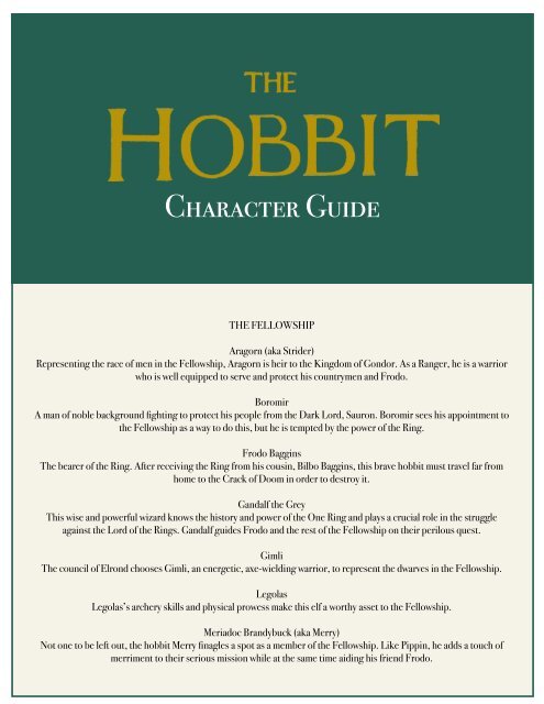 pdf Hobbit Character Guide - Baker & Taylor